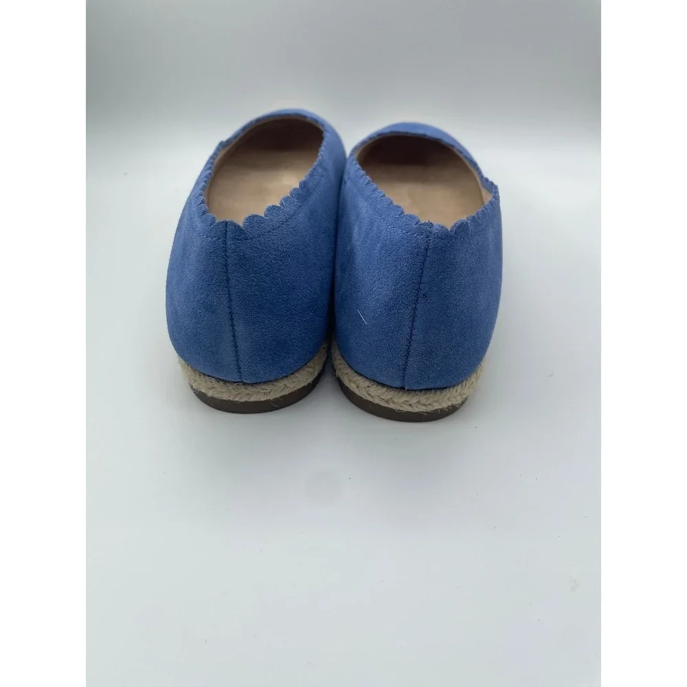 Isaac Mizrahi Live Womens Blue Suede Scalloped Espadrille Flats Size 7.5 M